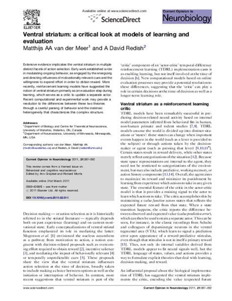 Ventral striatum: a critical look at models of learning and .